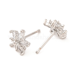 Brass Micro Pave Clear Cubic Zirconia Stud Earrings for Women&nbsp;EJEW-U015-09P
