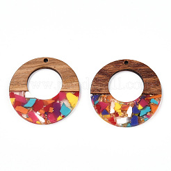 Transparent Resin & Walnut Wood Pendants&nbsp;RESI-TAC0017-74-A07