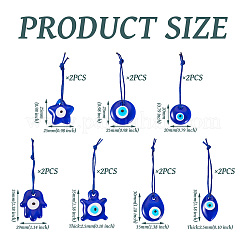 16Pcs 8 Styles Handmade Lampwork Evil Eye Pendants Decorations&nbsp;HJEW-TA0001-17