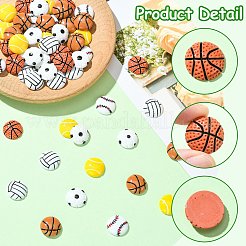 60Pcs 6 Styles Sport Opaque Resin Cabochons&nbsp;RESI-CJ0004-95