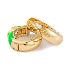 Rack Plating Brass Cubic Zirconia Enamel Earrings&nbsp;EJEW-S219-14G