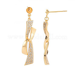 Brass Micro Pave Cubic Zirconia Stud Earring Findings&nbsp;KK-S364-042