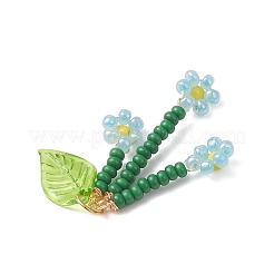 Glass Seed Beaded Flower Pendants&nbsp;PALLOY-MZ01194-01