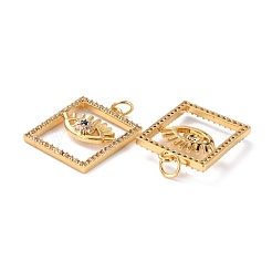 Brass Micro Pave Cubic Zirconia Pendants&nbsp;ZIRC-P092-023G-RS
