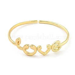 Word Love Brass Open Cuff Bangles for Women&nbsp;BJEW-Z062-15G