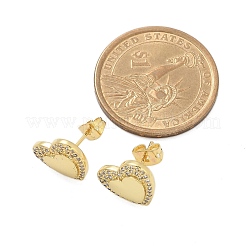 Brass Micro Pave Clear Cubic Zirconia Stud Earrings for Women&nbsp;EJEW-U034-02G-02
