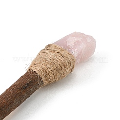 Rustic Wood Ballpoint Pen with Raw Natural Rose Quartz&nbsp;AJEW-C048-02A