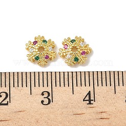Brass Micro Pave Colorful Cubic Zirconia Bead Caps&nbsp;KK-K293-67G