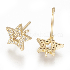 Brass Stud Earring Findings&nbsp;ZIRC-O034-17G