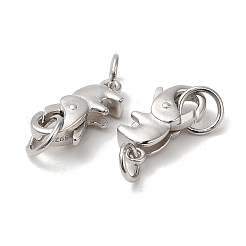 Anti-Tarnish Rhodium Plated 925 Sterling Silver Lobster Claw Clasps with Jump Rings&nbsp;X-STER-D006-15P