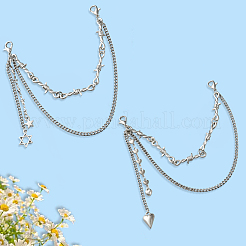 4Pcs 2 Styles Double Layer Iron Alloy Shoe Decoration Chain&nbsp;AJEW-GF0011-23