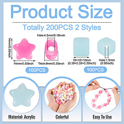 200Pcs 2 Styles Opaque Acrylic Beads&nbsp;SACR-TA0001-60