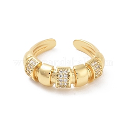 Brass Micro Pave Clear Cubic Zirconia Multi-layer Open Cuff Ring for Women&nbsp;RJEW-Z055-01G-02