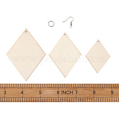 DIY Rhombus Shape Natural Wood Pendants Earring Making Kits&nbsp;DIY-YS0001-14