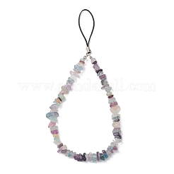 Natural Fluorite Chips Beaded Mobile Straps&nbsp;HJEW-JM03719-01