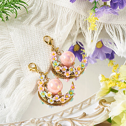 2Pcs Acrylic & Resin Imitation Pearl & Alloy Pendant Decorations&nbsp;HJEW-TAC0116
