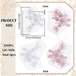 2Pcs 2 Colors Flower Chemical Fiber with Crystal Rhinestone Embroidery Sew on Cloth Patches&nbsp;PATC-FG0003-60B