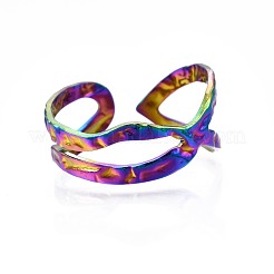 304 Stainless Steel Criss Cross Cuff Ring&nbsp;RJEW-N038-098