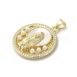 Brass Pave Shell Pendants&nbsp;KK-I708-16C-G