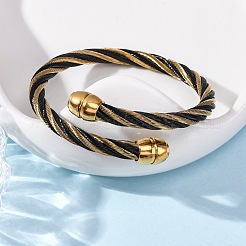304 Stainless Steel Torque Bangles for Women&nbsp;BJEW-P310-25MC