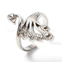 Zinc Alloy Peacock Open Cuff Ring&nbsp;RJEW-WH0003-04A