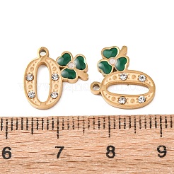 304 Stainless Steel Enamel & Rhinestone Pendants&nbsp;STAS-B130-01G-0
