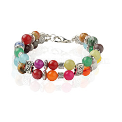 Girl's 2-Strand Gemstone Beads Chakra Bracelets&nbsp;BJEW-PJB808