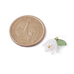 White Lily Flower Charms & Flora Leaves Beads&nbsp;PALLOY-JF02543