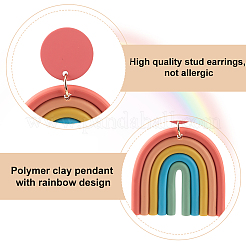 6 Pairs 6 Colors Polymer Clay Arch Dangle Stud Earrings for Women&nbsp;EJEW-AN0004-33