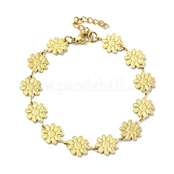 Ion Plating(IP) Enamel Flower Link Chain Bracelet&nbsp;BJEW-C023-03G