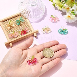 8Pcs 4 Colors Glass & Acrylic Pendants&nbsp;PALLOY-YW00215