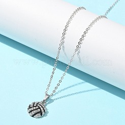 Zinc Alloy Crystal Rhinestone Sport Ball Pendant Cable Chain Necklaces&nbsp;LS-NJEW-U024-01P-04