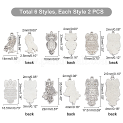 12Pcs 6 Style 304 Stainless Steel Pendants&nbsp;STAS-UN0024-59