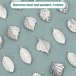 30Pcs 3 Style 304 Stainless Steel Pendants&nbsp;STAS-UN0025-44