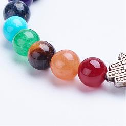 Natural Black Agate(Dyed & Heated) Beaded Stretch Bracelets&nbsp;BJEW-P072-F06