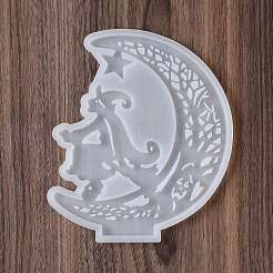 Halloween Theme DIY Moon with Witch Display Decoration Silicone Molds&nbsp;DIY-G058-E01