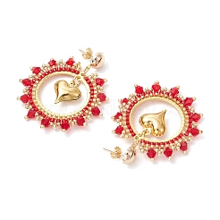 Iron Heart Dangle Stud Earrings&nbsp;EJEW-MZ00405-01