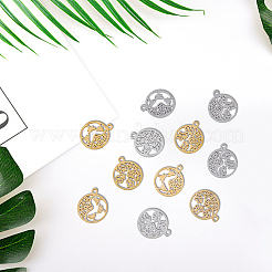 16Pcs 4 Style 304 Stainless Steel Textured Pendants Ion Plating(IP)&nbsp;STAS-DC0013-03