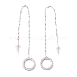 Tarnish Resistant Long Chain with Open Ring Dangle Stud Earrings&nbsp;EJEW-A067-10P