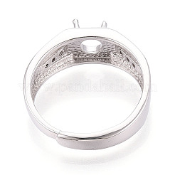 Rhodium Plated 925 Sterling Silver Micro Pave Cubic Zirconia Engagement Solitaire Adjustable Ring Settings&nbsp;STER-T008-14P