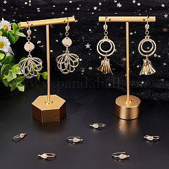 5 Pairs Rack Plating Brass Micro Pave Cubic Zirconia Leaf Earring Hooks&nbsp;KK-BBC0005-19