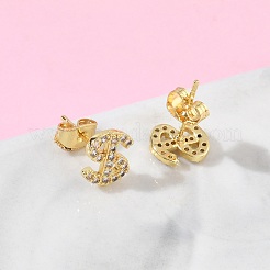 Brass & Crystal Rhinestone Stud Earrings for Women&nbsp;EJEW-G464-04G-01