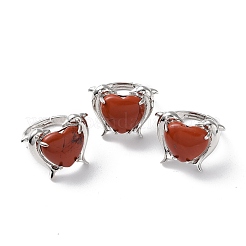 Natural Red Jasper Dolphin & Heart Adjustable Rings&nbsp;RJEW-K241-02P-05