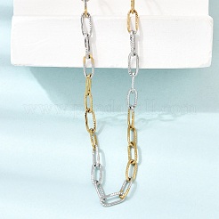 4MM Two Tone 304 Stainless Steel Textured Paperclip Chain Necklaces for Man and Women&nbsp;SA-CBAB767-10GP