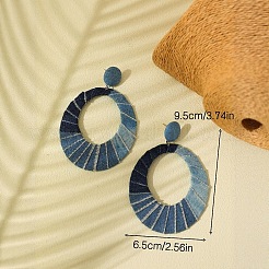Oval Alloy Denim Dangle Stud Earrings&nbsp;FS-WG37483-01