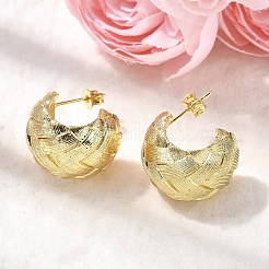 Brass Woven C-Shaped Stud Earrings&nbsp;EJEW-H171-04G