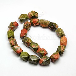Natural Unakite Faceted Rhombus Beads Strands&nbsp;G-L235A-10