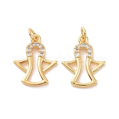 Angel Brass Micro Pave Clear Cubic Zirconia Pendants&nbsp;KK-G435-14G