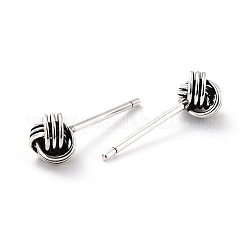 Fabric Knot 925 Sterling Silver Stud Earrings for Girl Women&nbsp;EJEW-I259-03AS