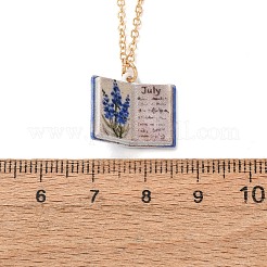 Brass Enamel Book Pendant Necklaces for Women&nbsp;KK-CBAF5B9-01G-07